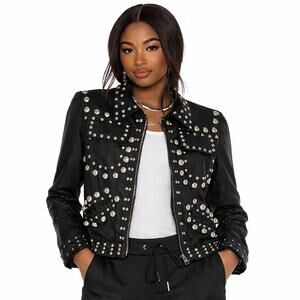 Pam & Gela Silver Studded Biker Retro Glam Rock Moto 90s Jacket S